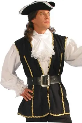 Pirate Vest Men's Long Hip Length Twill Costume Vest W/ Gold Braid Trim • $34.98