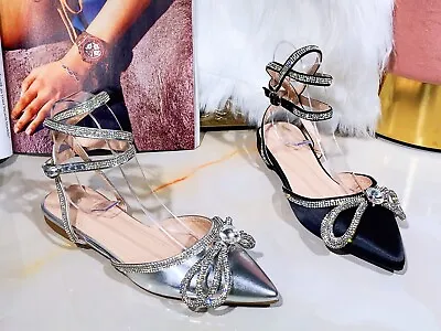 £18.99 • Buy Ladies Womens Diamante Strappy Flat Heel Peep Toe Party Wedding Sandals Shoes 