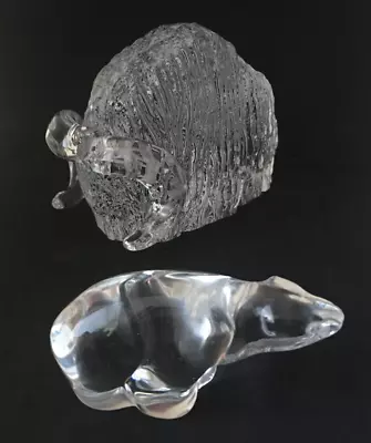 2 Crystal Swedish  Orrefors  Large Heavy Buffalo+Polar Bear Hadeland Norway • £39.99