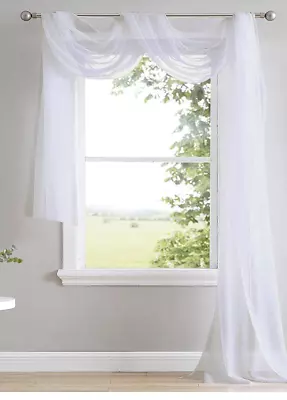 £15.99 • Buy White Voile Scarves ~ Net Curtains Swags & Scarf Voile Panel 