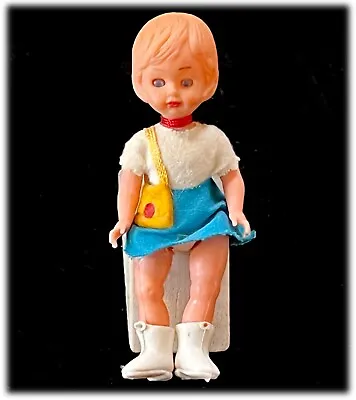 $5 • Buy Vtg 1960s 5” Plastic Doll Mini Skirt GoGo Boots Felt Purse Michael Querzola?