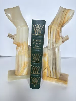 1950s VTG Mid-Century Onyx Marble Monk Bookends 11.5” Sculptured Bible Reading • $65
