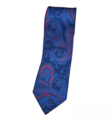 ETRO Men's 100% Silk Necktie LUXURY Tie Blue Paisley W:3.2  EUC  • $57