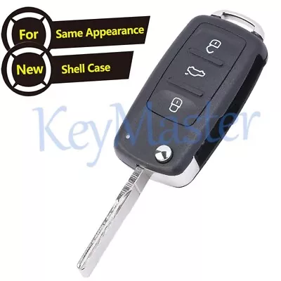 Flip Remote Key Fob Shell Case 3 Button For VW Polo GOLF MK6 Jetta Tiguan Sharan • $6.90