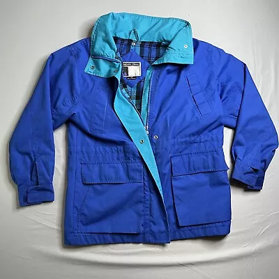 Pacific Trail Jacket Mens X-Small Blue Plaid Front Pockets Raincoat Full Zip Vtg • $10.39