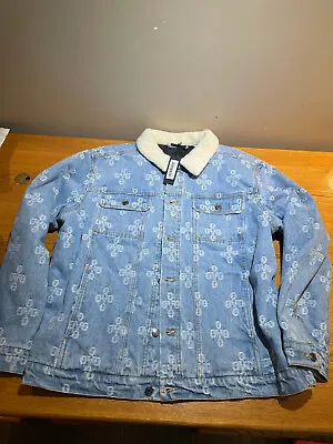 OVO Monogram Denim Trucker Jacket Washed Light Indigo Sz 3XL • $364.29