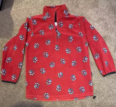 Ladies/ Children JACK WOLFSKIN Paw Print Fleece Top In Red • £15