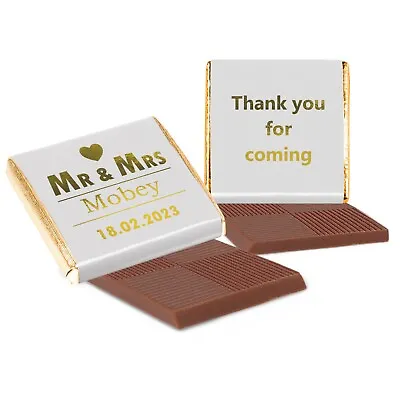 Personalised Wedding Chocolate Favours Neapolitan Gold Silver Square Surname • £11.95