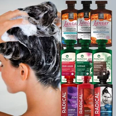 Herbal Care Shampoo Farmona Dry Damaged Oily Hair Anti Hair Loss Radical Jantar • £7.99