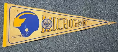 Vintage Michigan Wolverines Ncaa One Bar Football Helmet 30  Full Size Pennant • $40