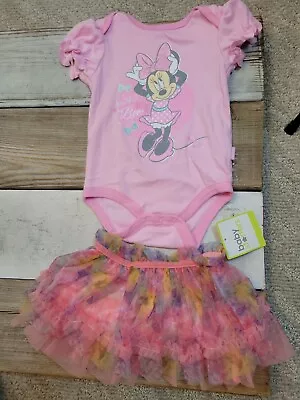 Disney Minnie Mouse Pink Bodysuit + Baby Starters Pink Tutu Skirt 9 Mos • $9