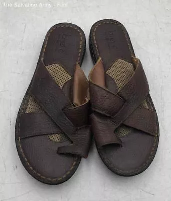 Born Concept Mens Brown Leather Slip-On Outdoor Slide Sandals Size 8 • $7.99