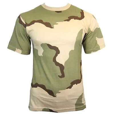 US Tri-Colour Desert Camo T-Shirt -  100% Cotton Army Military Top All Sizes New • £14.95