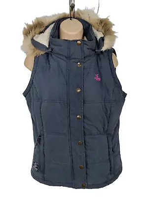 Womens Lazy Jacket Navy Padded Fleece Lined Jacket Gilet Bodywarmer Size Uk S • £14.99