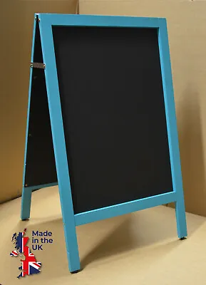 Small A-board With Beach Blue Wooden Frame & Chalkboard For Liquid Chalk Pens • £31.99