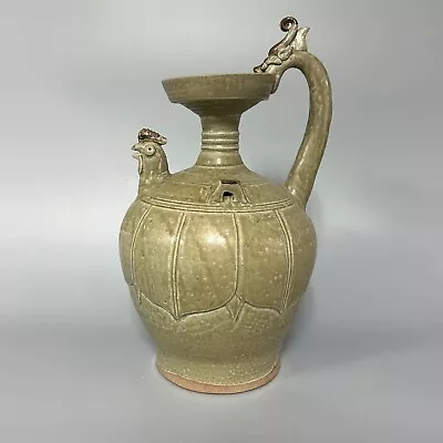 Jin Dynasty Celadon Chicken-Headed Flask With Dragon-Handled Spout Ancient Chine • $43.33