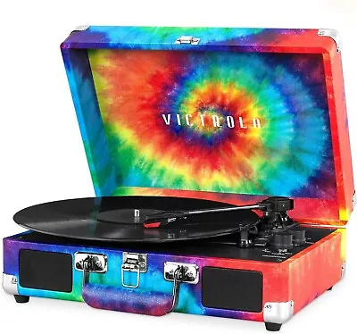 Victrola The Journey 3-Speed Bluetooth Portable Suitcase Record Player - Tie Dye • $38