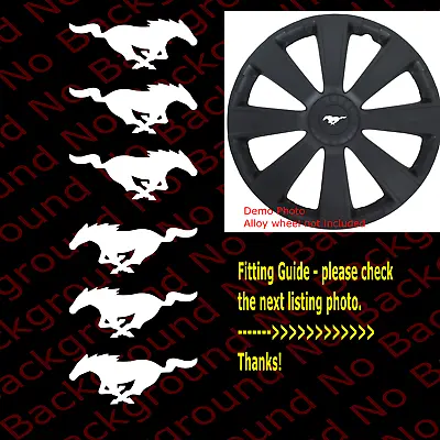 Set 6 Pcs X PONY MUSTANG Vinyl Decals Running Horse Alloy Wheel Center Cap FD001 • $6.99