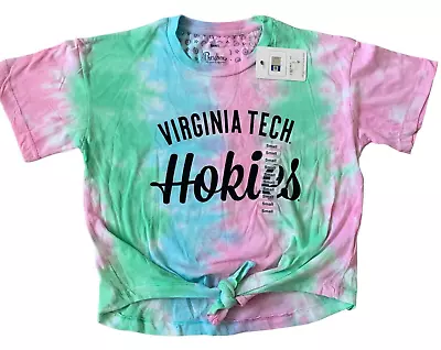 Virginia Tech VT Hokies Womens Tie Dye T-Shirt Size Small Crop Top Tee VPI Pink • $13.84