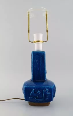 Jørgen Mogensen For Royal Copenhagen. Table Lamp In Blue-glazed Stoneware. • $470