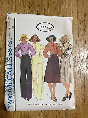 McCall's Pattern 5678 Carefree - Dress Or Top Skirt And Pants Size 12/34 Uncut • $4.55