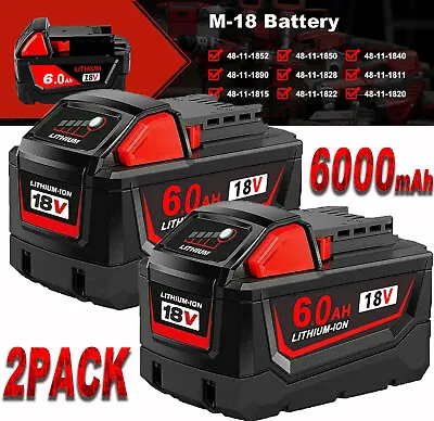 2Pack For M18 Battery 6.0ah For MILWAUKEE M18 Cordless LITHIUM-ION System Tools • $42.16