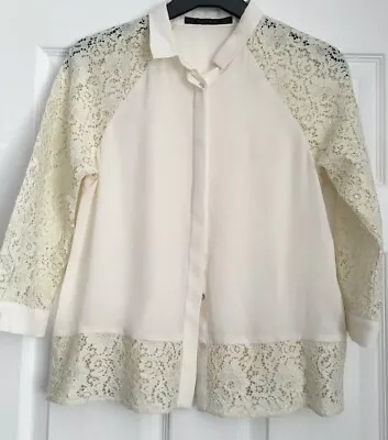 ZARA LACE  SHIRT ~ Cream  ~ SIZE SMALL • £7.99