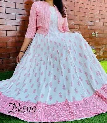 Indian 2pcs Ethnic Tunic Jacket Designer Anarkali Kurta Kurti  Gown Party Dress • $57.21