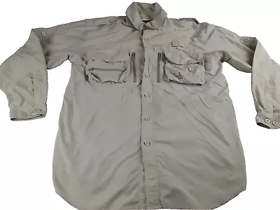 Cabelas Guidewear Fishing Shirt XLT Tall Long Sleeve Vented Outdoor Shirt Beige • $25