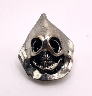 $5.75 • Buy Vintage  Hooded Skull  Pin Unusual Collectible Old Biker Vest Lapel Rare Pinback