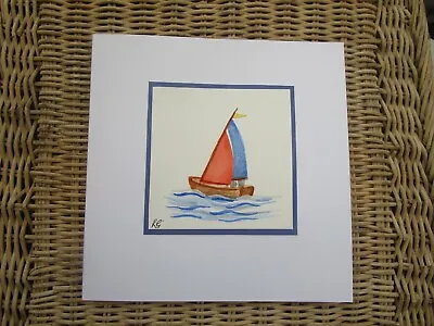  Original Hand Painted Greeting Card Sailing Boat  Birthday Get Well Anniversary • £2.80