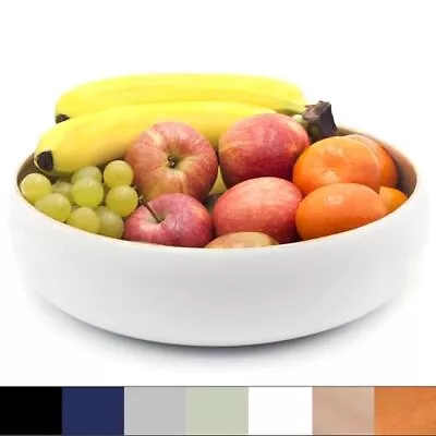 Dehaus® Large Stylish Bamboo Fruit Bowl - White 12  - Wooden Salad Bowl - Fru... • $38.75