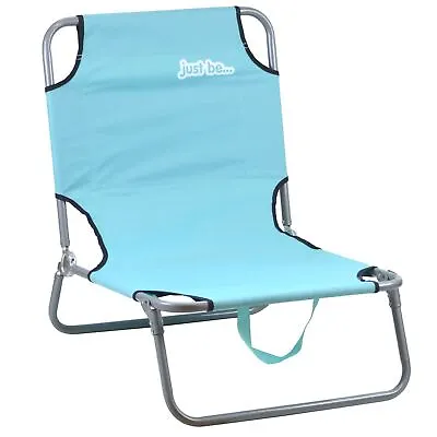 Sun Lounger Chair Camping Light Blue Seat Foldable Portable Beach By Just Be... • £19.99