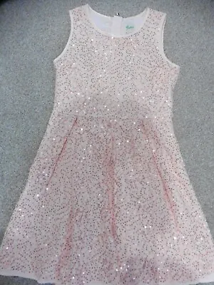 £14.99 • Buy USED Girls YUMI Sparkle Sequin Dress Age 13 - 14 Years Peach Coral Colour Lace