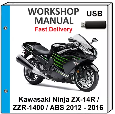 Kawasaki Ninja Zx14r Zzr1400 2012 2013 2014 2015 2016 Service Repair Shop Manual • £14.47