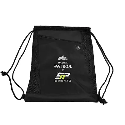 Patron Tequila X Sergio Perez Spell Out Black Backpack Book Bag Drawstring NWT • $15.99