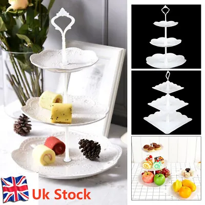 3 Tier Cake Stand Afternoon Tea Wedding Party Plates Tableware Embossed Tray New • £7.99