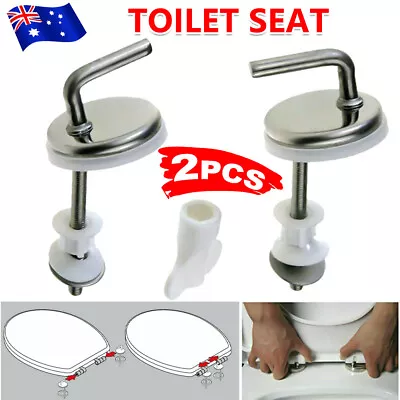 2x Toilet Seat Fix Fitting Back To Wall Hinges Replacement Tools Stainless Steel • $17.95