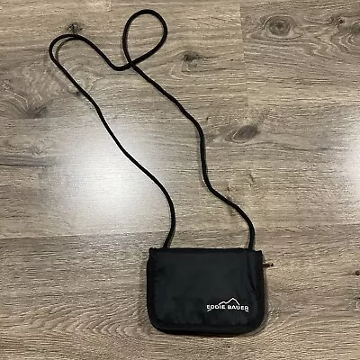 Eddie Bauer Crossbody Black Travel Pouch Wallet Small Zip Pocket 6.5  X 4.5  • $14.99