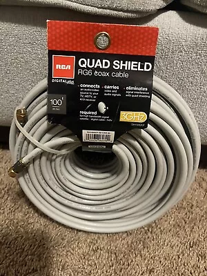 RCA 100 Feet Quad Shield RG6 Coax Cable Gold Plated Connector HDTV Satellite • $9.99