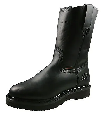 Men's And Boys Genuine Leather Work Boots Pull On Cowboy Honey And Black • $69.99