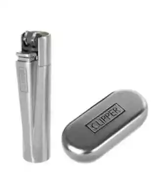 1xClipper Silver Full Metal Lighter Regular Flame Brushed Or Shiny With Gif Box • $13.95