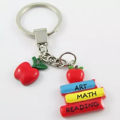 Resin Teacher Gift Apple School Books Charm Keychain Keyring 97mm • $9.95