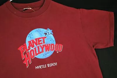 Vintage 90s Planet Hollywood Myrtle Beach T Shirt Skate Surf Red Mens L • $14.99