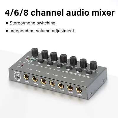 Mini Audio Mixer Line Stereo Mixer For Sub-Mixing Ultra Low-Noise 4/6/8 Channel • $33.53