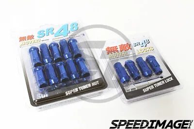 Muteki Sr48 Blue Chrome 12x1.25 Open Ended 20 Pcs Lug Nuts With Locks Set Acorn • $589.95