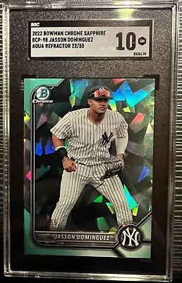 📈 2022 Bowman JASSON DOMINGUEZ BCP-98 Aqua /55 SGC 10 MLB.com #39 Prospect RC • $374.99