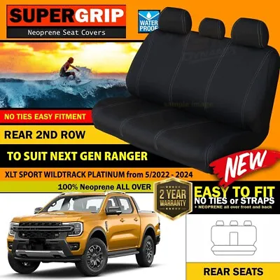 REAR SuperGrip Neoprene Seat Covers NEXT GEN RANGER WILDTRACK PLATINUM 2022-24 • $158.86