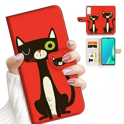 $13.99 • Buy ( For Oppo A57 ) Wallet Flip Case Cover PB23900 Cute Cartoon Cat