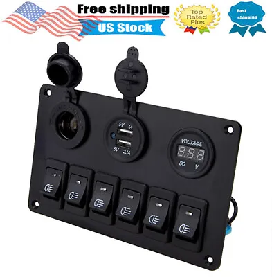 12V LED 6 Gang On/Off Rocker Switch Panel Car Truck Boat Marine Inline Fuse Box • $28.49